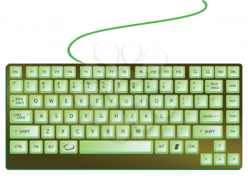green shiny keyboard against white background, abstract vector art illustration