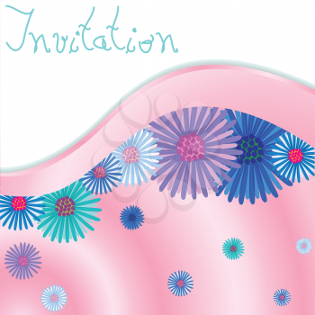 invitation with flowers, abstract vector art illustration