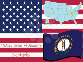 Royalty Free Clipart Image of the State of Kentucky and Flag