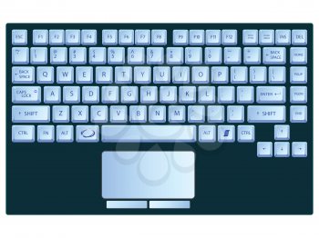 laptop blue keyboard against white background, abstract vector art illustration