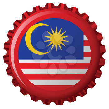 malaysia abstract flag on bottle cap isolated on white background, abstract vector art illustration