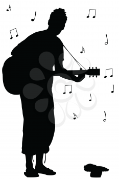 man with guitar silhouette, abstract vector art illustration
