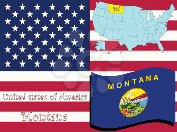 Royalty Free Clipart Image of the State of Montana and Flag