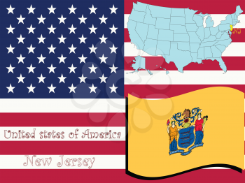 Royalty Free Clipart Image of the State of New Jersey and Flag
