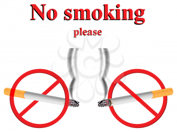 no smoking stylized signs against white background, abstract vector art illustration