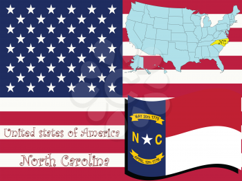Royalty Free Clipart Image of the State of North Carolina and Flag