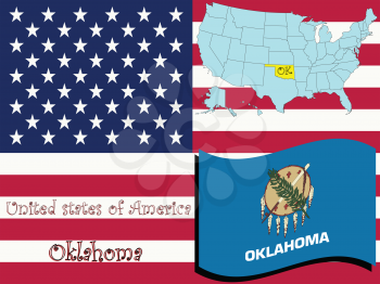 Royalty Free Clipart Image of the Stae of Oklahoma and Flag