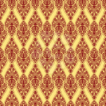 red damask texture, abstract seamless pattern; vector art illustration