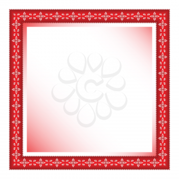 red frame with floral ornament against white background, abstract vector art illustration