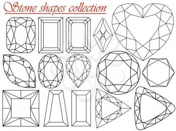 stone shapes collection against white background, abstract vector art illustration
