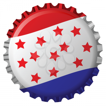 stylized bottle cap with united states flag isolated on white background, abstract vector art illustration