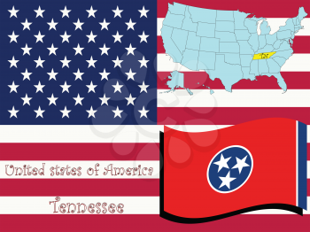 Royalty Free Clipart Image of the State of Tennessee and Flag