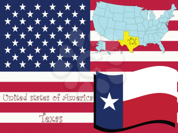 Royalty Free Clipart Image of the State of Texas and Flag