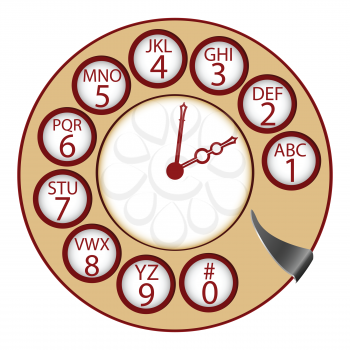 the telephone clock concept, abstract vector art illustration