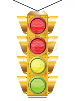 traffic light with four lights against white background, abstract vector art illustration