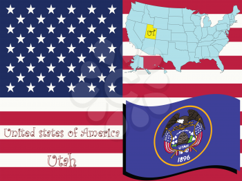 Royalty Free Clipart Image of the State of Utah and Flag