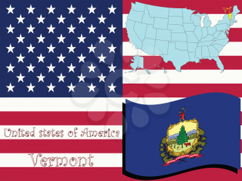 Royalty Free Clipart Image of the State of Vermont and Flag