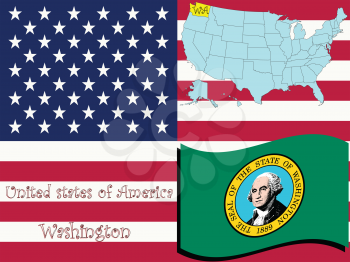 Royalty Free Clipart Image of the State of Washington and Flag