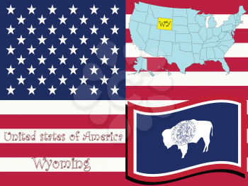 Royalty Free Clipart Image of the Stae of Wyoming and Flag