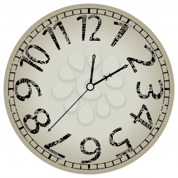 abstract clock against white background, vector art illustration