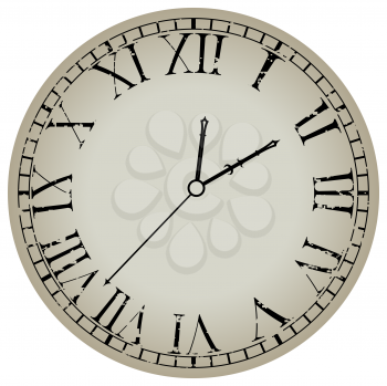 ancient clock against white background, abstract vector art illustration