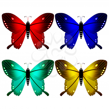 butterflies against white background, abstract vector art illustration