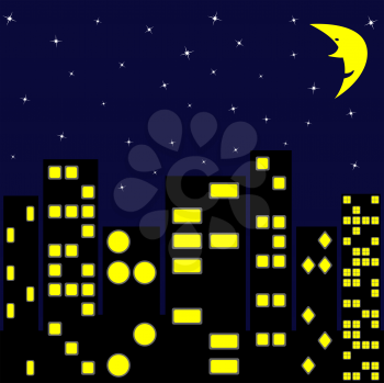 city in night, abstract vector art illustration