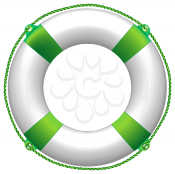 green life buoy against white background, abstract vector art illustration