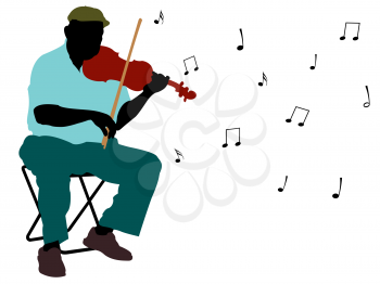 man playing violin silhouette, abstract vector art illustration