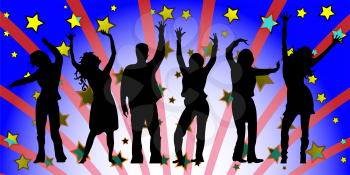party people silhouettes composition, abstract vector art illustration