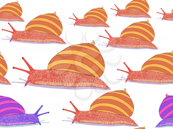 snails seamless pattern, abstract texture; vector art illustration