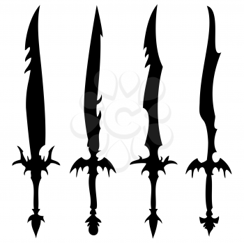 swords silhouettes against white background, abstract vector art illustration