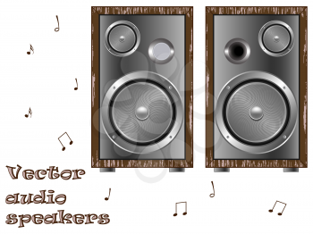 wooden speakers against white background, abstract vector art illustration