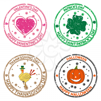 anniversary stamps set against white background, abstract vector art illustration
