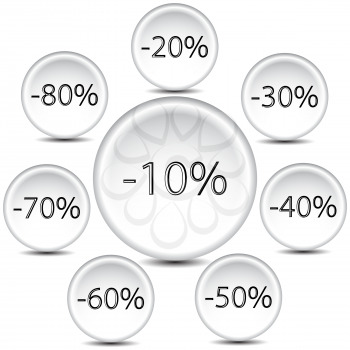 discount buttons against white background, abstract vector art illustration