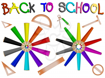 pencils school banner against white background, abstract vector art illustration
