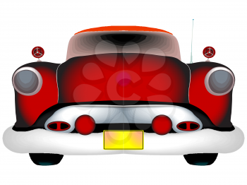 red classic car against white background, abstract vector art illustration