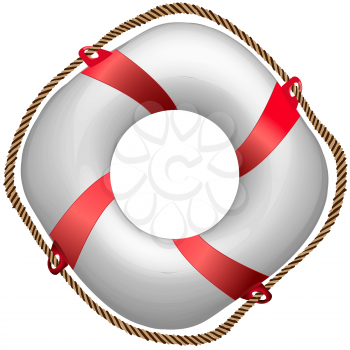 twisted red life buoy, abstract vector art illustration