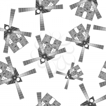 wind mills seamless pattern, abstract texture; vector art illustration