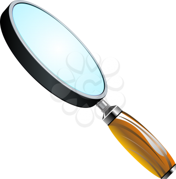 3d magnifying glass against white background, abstract vector art illustration