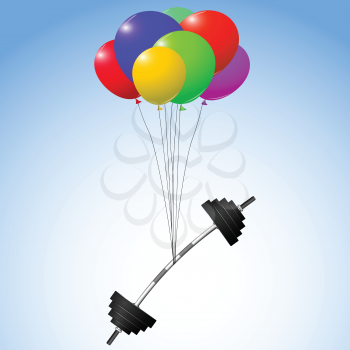 balloons and weights over sky background, abstract vector art illustration; image contains transparency