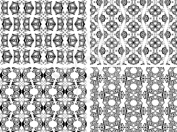 black and white seamless patterns; abstract textures; vector art illustration