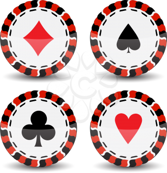 casino chips against white background, abstract vector art illustration; image contains transparency