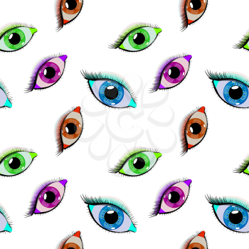 eyes pattern, abstract seamless texture; vector art illustration