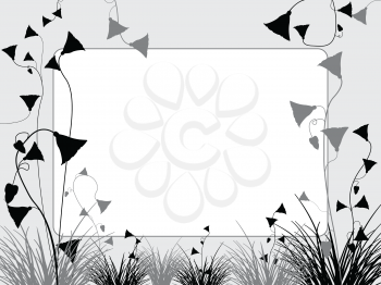 grass and flowers background, abstract vector art illustration