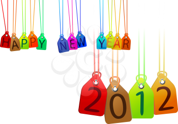 happy new year 2012, abstract vector art illustration; image contains opacity mask