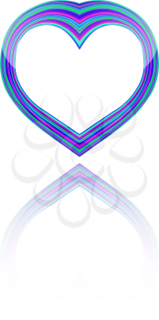 heart reflected against white background, abstract vector art illustration; image contains transparency
