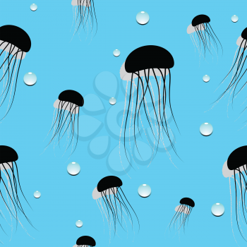 jellyfish pattern, abstract seamless texture; vector art illustration