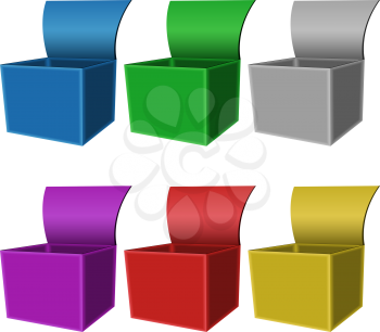 open boxes against white background, abstract vector art illustration