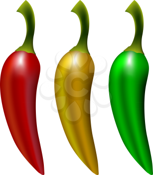 peppers isolated on white background, abstract vector art illustration; image contains gradient mesh